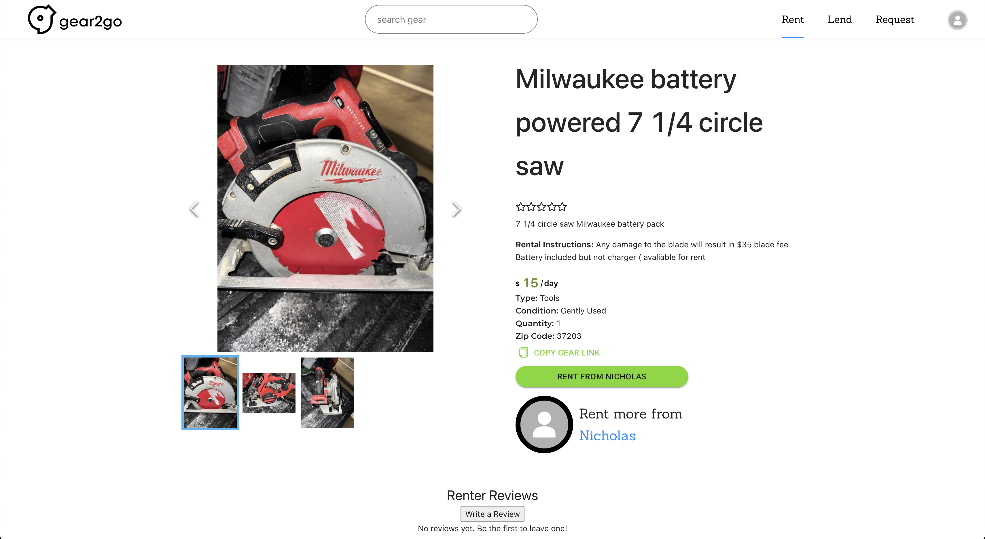 Milwaukee battery powered circular saw listing